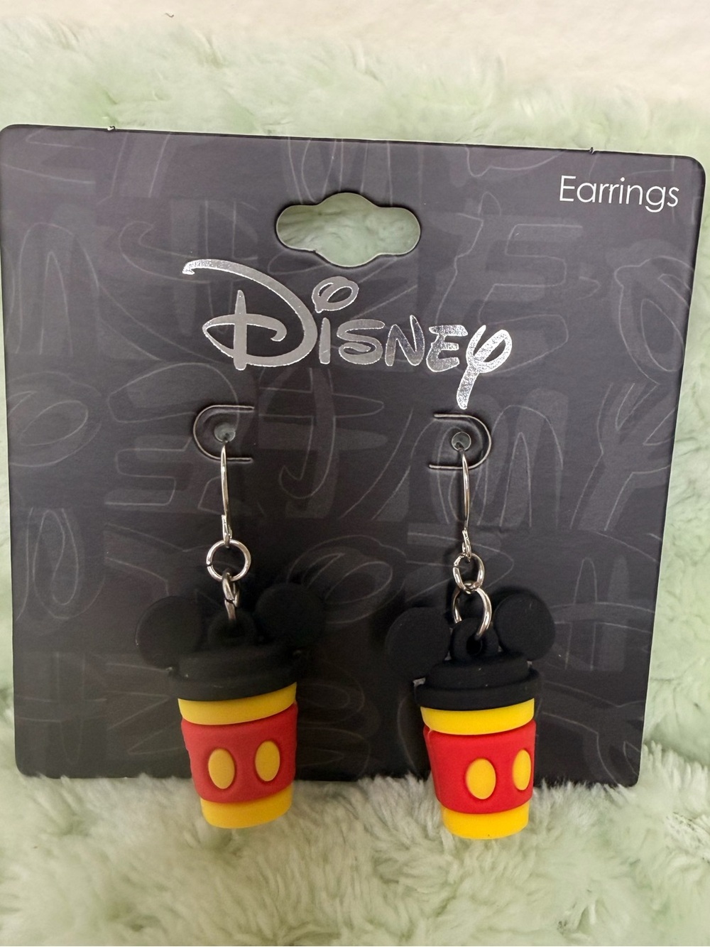 ☕️ Disney Mickey Mouse Coffee Cup Drop Earrings NWT